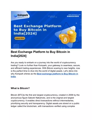 Best Exchange Platform to Buy Bitcoin in India