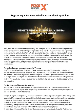 Registering a Business in India A Step-by-Step Guide