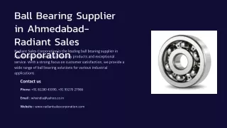 Ball Bearing Supplier in Ahmedabad- Radiant Sales Corporation