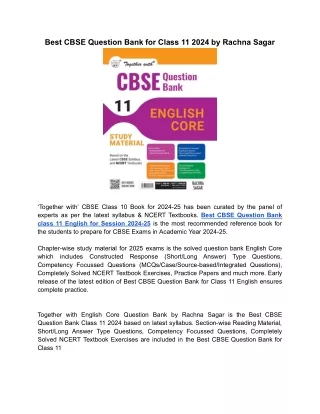 Best CBSE Question Bank class 11 English for Session 2024-25 with Practice Paper