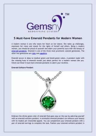 5 Must-have Emerald Pendants for Modern Women