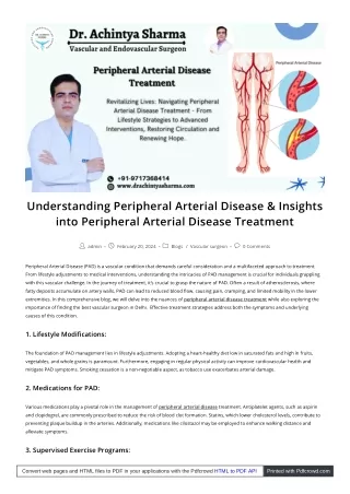 The Treatment Options for Peripheral Arterial Disease