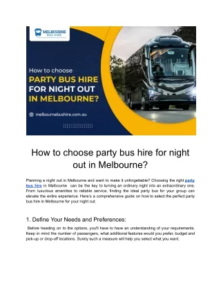 Melbourne Bus Hire: Your Ultimate Guide to a Night Out in the City
