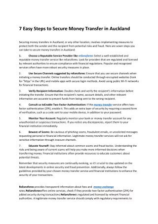 7 Steps to Secure Money Transfer in Auckland