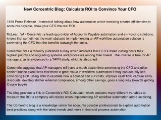 New Corcentric Blog: Calculate ROI to Convince Your CFO