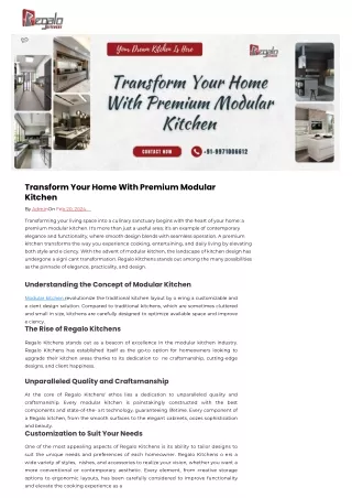 Transform Your Home With Premium Modular Kitchen