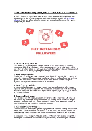 Why You Should Buy Instagram Followers for Rapid Growth