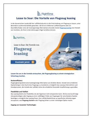 Lease to Soar_Die Vorteile von Flugzeug leasing