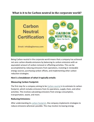 What is it to be Carbon neutral in the corporate world