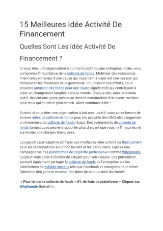 15 Idées D'activités De Collecte De Fonds  Collectez Des Fonds Pour Une Association Caritative @WhyDonate