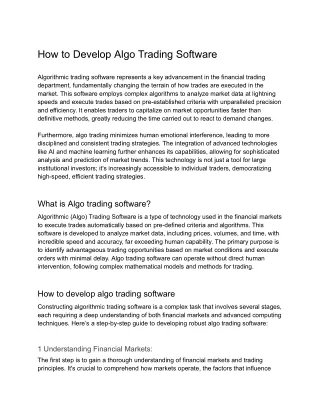 How to Develop Algo Trading Software?