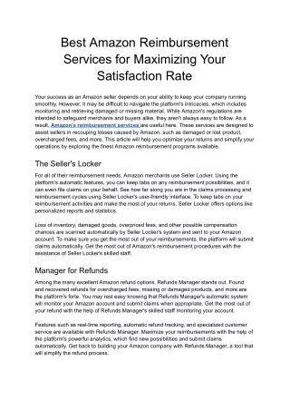 Best Amazon Reimbursement Services for Maximizing Your Satisfaction Rate - Google Docs