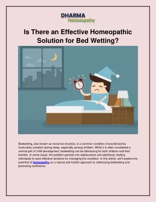 Is There an Effective Homeopathic Solution for Bed Wetting