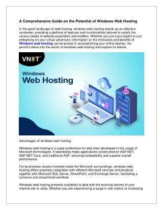 A Comprehensive Guide on the Potential of Windows Web Hosting