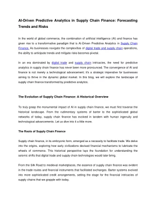 AI-Driven Predictive Analytics in Supply Chain Finance_ Forecasting Trends and Risks