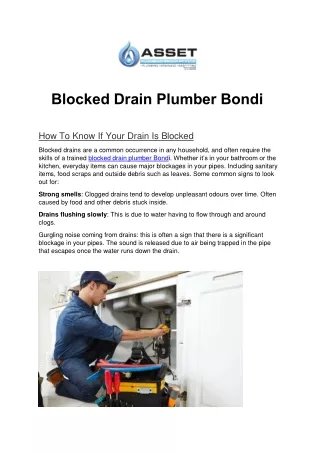 Blocked Drain Plumber Bondi