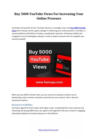 Buy 5000 YouTube Views For Increasing Your Online Presence