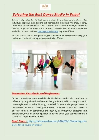 Selecting the Best Dance Studio in Dubai