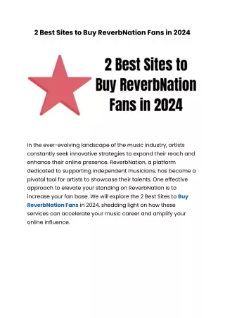 2 Best Sites to Buy ReverbNation Fans in 2024