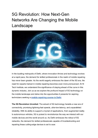 5G Revolution: How Next-Gen Networks Are Changing the Mobile Landscape