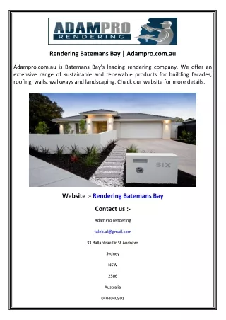 Rendering Batemans Bay  Adampro.com.au