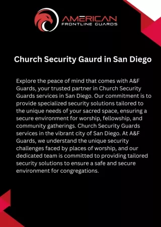 Church Security Guards  Services in San Diego