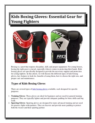 Kids Boxing Gloves Essential Gear for Young Fighters