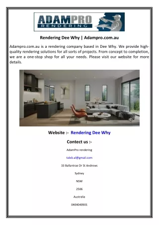 Rendering Dee Why  Adampro.com.au