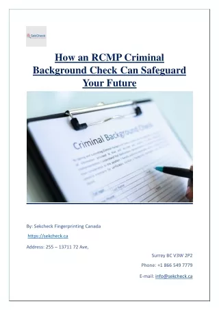 How an RCMP Criminal Background Check Can Safeguard Your Future