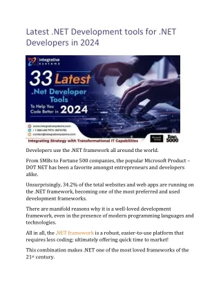 Latest .NET Development tools for .NET Developers in 2024