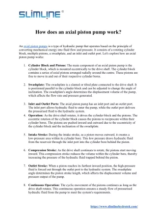 How Does an Axial Piston Pumps Work?