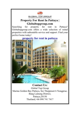 Property For Rent In Pattaya  Globaltopgroup.com