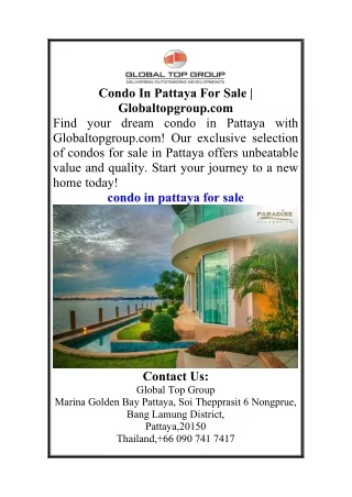 Condo In Pattaya For Sale Globaltopgroup.com