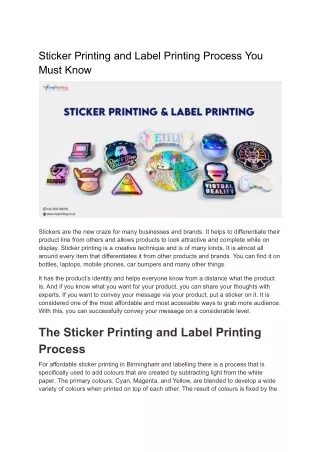 Sticker Printing and Label Printing Process You Must Know