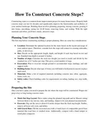 How To Construct Concrete Steps