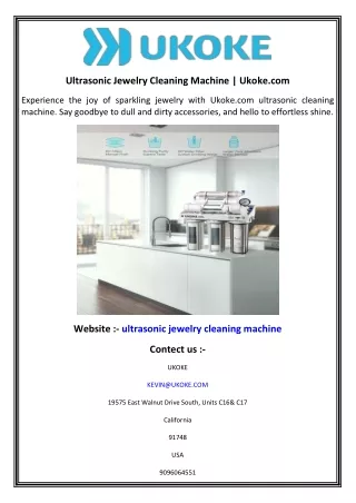 Ultrasonic Jewelry Cleaning Machine  Ukoke.com