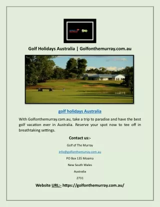 Golf Holidays Australia | Golfonthemurray.com.au