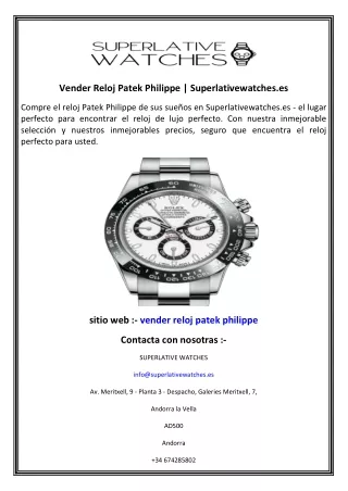 Vender Reloj Patek Philippe  Superlativewatches.es