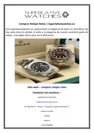 Comprar Relojes Rolex  Superlativewatches.es