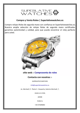 Compra y Venta Rolex  Superlativewatches.es