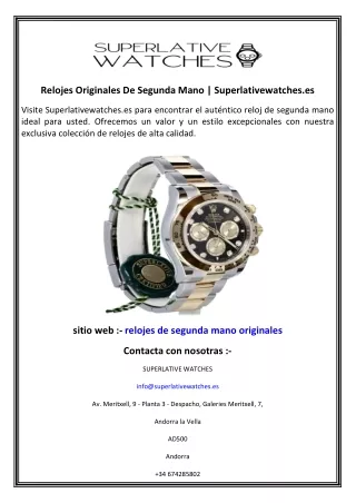 Relojes Originales De Segunda Mano  Superlativewatches.es