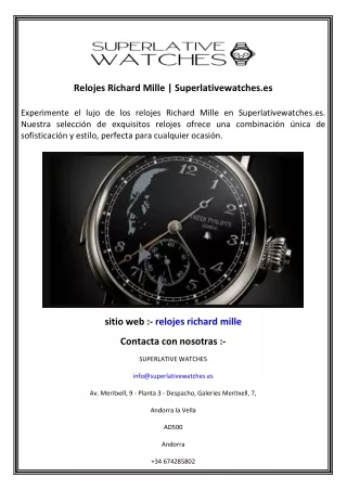 Relojes Richard Mille  Superlativewatches.es