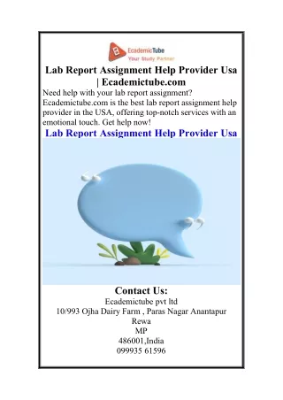 Lab Report Assignment Help Provider Usa Ecademictube.com