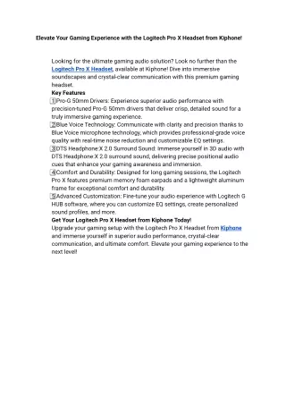 _Elevate Your Gaming Experience with the Logitech Pro X Headset from Kiphone!