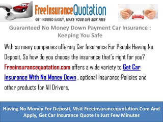 Guaranteed No Money Down Payment Car Insurance