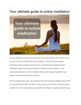 Your ultimate guide to online meditation