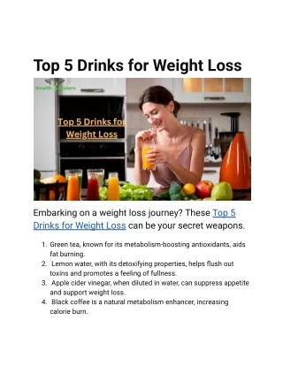 Top 5 Drinks for Weight Loss