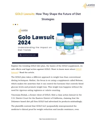 GOLO Lawsuits: How They Shape the Future of Diet Strategies