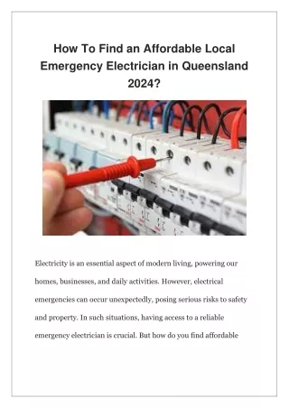 How To Find an Affordable Local Emergency Electrician in Queensland 2024?