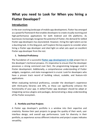 What you need to Look for When you hiring a Flutter Developer - SiddhiInfosoft